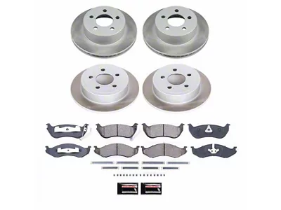 PowerStop Semi-Coated Brake Rotor and Pad Kit; Front and Rear (03-06 Jeep Wrangler TJ w/ Rear Disc Brakes)