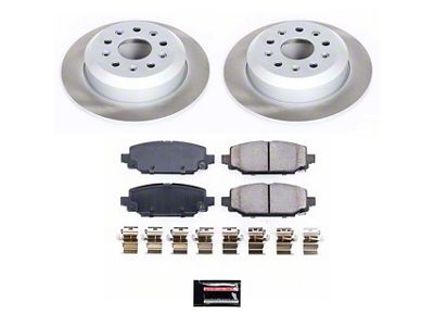 PowerStop Semi-Coated Brake Rotor and Pad Kit; Rear (18-25 Jeep Wrangler JL w/ 328mm Solid Rear Rotors)