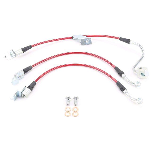 PowerStop Jeep Wrangler Stainless Steel Braided Brake Hoses; Front and