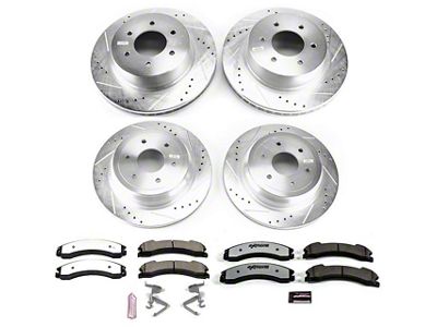 PowerStop Z36 Extreme Truck and Tow 6-Lug Brake Rotor and Pad Kit; Front and Rear (16-24 Titan XD)
