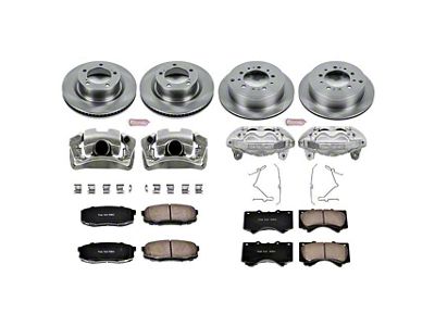 PowerStop OE Replacement 5-Lug Brake Rotor, Pad and Caliper Kit; Front and Rear (07-Early 15 Tundra)