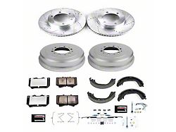 PowerStop Z36 Extreme Truck and Tow 6-Lug Brake Rotor, Drum and Pad Kit; Front and Rear (00-02 Tundra w/ S13WE Front Caliper Casting)