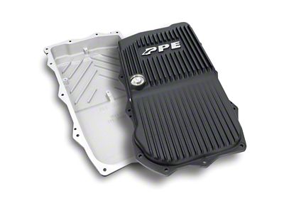PPE Heavy-Duty Cast Aluminum Transmission Oil Pan; Black (18-25 2.0L or 3.0L EcoDiesel Jeep Wrangler JL w/ Automatic Transmission)