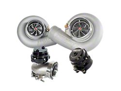 Precision Turbo & Engine Mirror Image Next Gen PT6870 Twin Turbo Package with H-Style Compression Cover (Universal; Some Adaptation May Be Required)