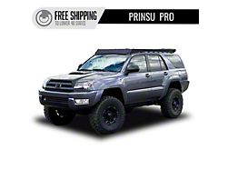 Prinsu Pro Full Roof Rack with 40-Inch LED Light Bar Cutout Wind Deflector; Black (03-09 4Runner)