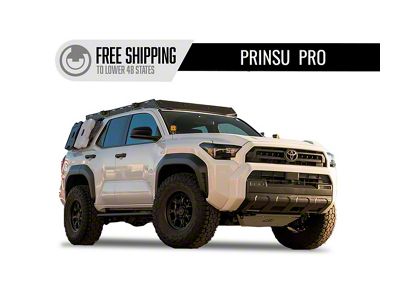Prinsu Pro Roof Rack with Standard Wind Deflector; Black (25-26 4Runner)