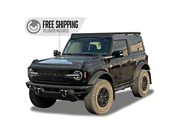 Prinsu Original Roof Rack with 40-Inch LED Light Bar Cutout Wind Deflector; Black (21-26 Bronco 2-Door)