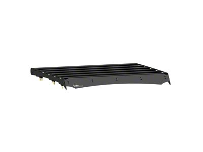 Prinsu Roof Rack with 40-Inch LED Light Bar Cutout Wind Deflector; Black (22-25 Frontier Crew Cab)