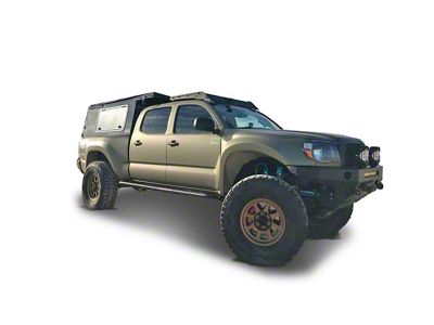 Prinsu Habitat Roof Rack with Standard Wind Deflector; Bare Aluminum (05-23 Tacoma Access Cab, Double Cab)