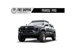 Prinsu Pro Cab Roof Rack with 40-Inch LED Light Bar Cutout Wind Deflector; Black (24-26 Tacoma Double Cab)
