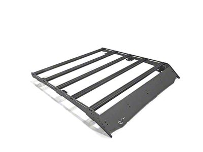 Prinsu Roof Rack with 40-Inch LED Light Bar Cutout Wind Deflector; Black (05-23 Tacoma Access Cab)