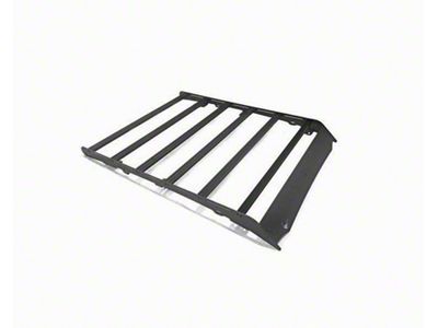 Prinsu Roof Rack with 40-Inch LED Light Bar Cutout Wind Deflector; Black (05-23 Tacoma Double Cab)
