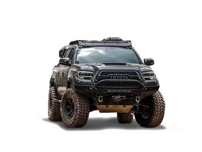 Prinsu Roof Rack with LP4 Light Pod Cutout Wind Deflector; Black (05-23 Tacoma Double Cab)