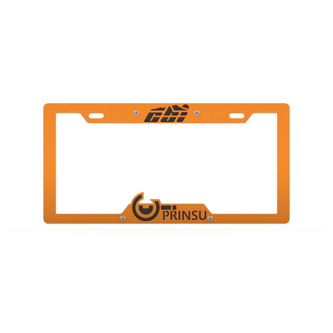 Prinsu Titan XD License Plate Cover; Orange/Black 600000000149