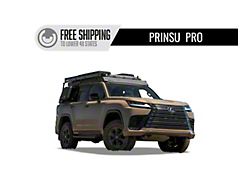 Prinsu Pro Roof Rack with 40-Inch LED Light Bar Cutout Wind Deflector; Black (22-26 Tundra Double Cab)