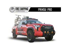 Prinsu Pro Roof Rack with 40-Inch LED Light Bar Cutout Wind Deflector; Black (22-26 Tundra CrewMax)