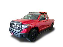 Prinsu Roof Rack with 50-Inch LED Light Bar Cutout Wind Deflector; Black (07-21 Tundra Double Cab)