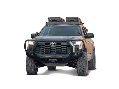 Prinsu Roof Rack with Standard Wind Deflector; Black (22-25 Tundra CrewMax)