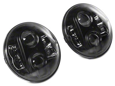 Pro Comp 7-Inch Round LED Headlights with DV8 Headlight Adapter; Black Housing; Clear Lens (18-25 Jeep Wrangler JL)