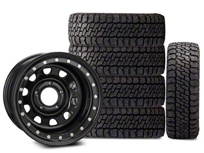 15x10 Pro Comp Steel Wheels Street Lock & 35in Mickey Thompson All-Terrain Baja Legend EXP Tire Package; Set of 5 (07-18 Jeep Wrangler JK)