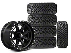 17x9 Mammoth Split 16 & 35in Kenda All-Terrain KLEVER R/T KR601 Tire Package; Set of 5 (21-25 Bronco, Excluding Raptor)