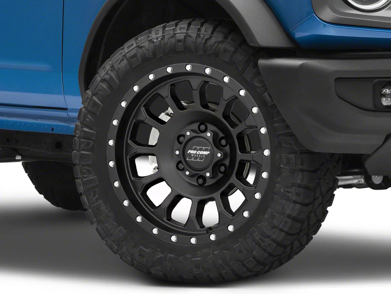 お得な情報満載 Pro Wheel 6-Lug Black Satin Rockwell Bronco Wheels Comp その他