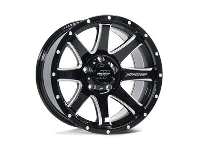Pro Comp Wheels Patriot Gloss Black Milled Wheel; 17x9; -6mm Offset (20-25 Jeep Gladiator JT)
