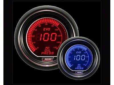 Prosport 52mm Digital Oil Pressure Gauge; Electrical; Blue/Red (Universal; Some Adaptation May Be Required)