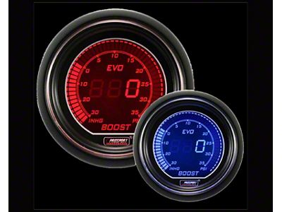 Prosport 52mm EVO Series Digital Boost Gauge; Electrical; 35 PSI; Blue/Red (Universal; Some Adaptation May Be Required)