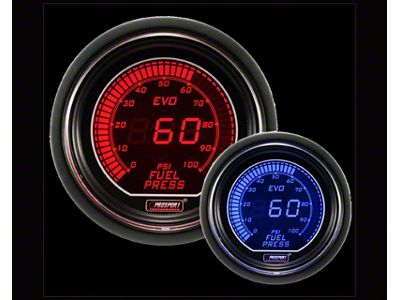 Prosport 52mm EVO Series Digital Fuel Pressure Gauge; Electrical; Blue/Red (Universal; Some Adaptation May Be Required)