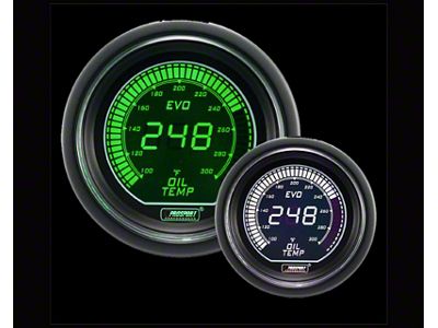 Prosport 52mm EVO Series Digital Oil Temperature Gauge; Electrical; Green/White (Universal; Some Adaptation May Be Required)