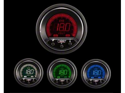 Prosport 52mm Premium EVO Series Volt Gauge; Blue/Red/Green/White (Universal; Some Adaptation May Be Required)