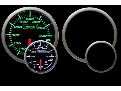 Prosport 52mm Premium Series Oil Temperature Gauge; Electrical; Green/White (Universal; Some Adaptation May Be Required)