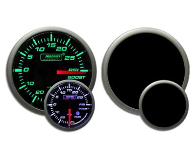 Prosport 52mm Premium Series White Pointer Boost Gauge; Electrical; Green/White (Universal; Some Adaptation May Be Required)