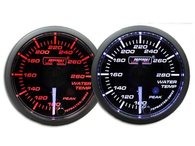 Prosport 52mm Premium Series White Pointer Water Temperature Gauge; Electrical; Amber/White (Universal; Some Adaptation May Be Required)