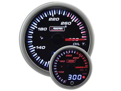 Prosport 52mm JDM Series Dual Display Oil Temperature Gauge; Electrical; Amber/White (Universal; Some Adaptation May Be Required)