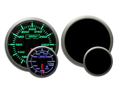 Prosport 52mm Premium Series Water Temperature Gauge; Electrical; Green/White (Universal; Some Adaptation May Be Required)