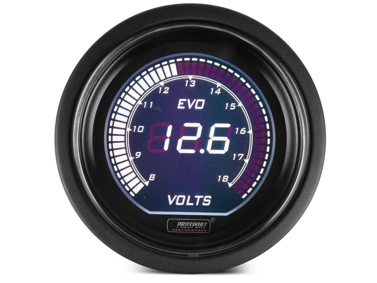 Prosport 52mm EVO Series Volt Gauge; Electrical; Green/White