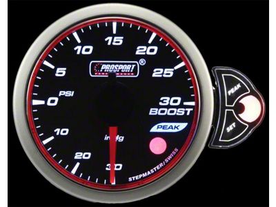 Prosport 52mm Halo Premium Series Boost Gauge; Electrical; 30 PSI; Blue/White/Amber (Universal; Some Adaptation May Be Required)