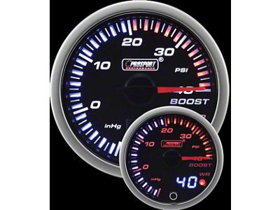 Prosport 52mm JDM Series Dual Display Boost Gauge; Electrical; Amber/White (Universal; Some Adaptation May Be Required)