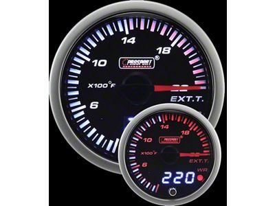 Prosport 60mm JDM Series Dual Display Exhaust Gas Temperature Gauge; Electrical; Amber/White (Universal; Some Adaptation May Be Required)