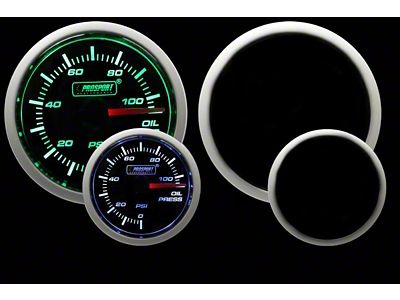 Prosport 52mm Performance Series Oil Pressure Gauge; Electrical; Green/White (Universal; Some Adaptation May Be Required)