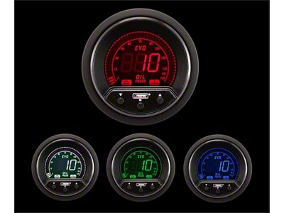 Prosport 52mm Premium EVO Series Oil Pressure Gauge; Electrical; Blue/Red/Green/White (Universal; Some Adaptation May Be Required)