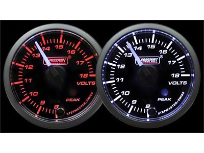 Prosport 52mm Premium Series White Pointer Volt Gauge; Electrical; Amber/White (Universal; Some Adaptation May Be Required)