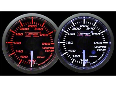Prosport 52mm Premium Series White Pointer Water Temperature Gauge; Electrical; Amber/White (Universal; Some Adaptation May Be Required)