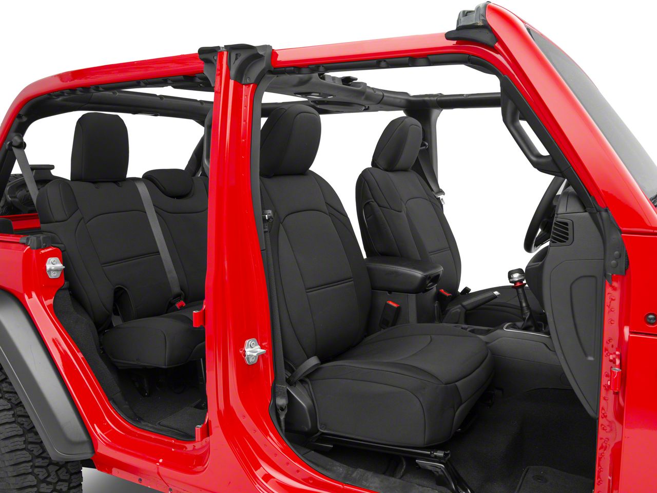 2018 Jeep Wrangler TruShield Neoprene Front and Rear Seat Covers Black 18 24 JL 4 Door w Armrest Excluding 4xe