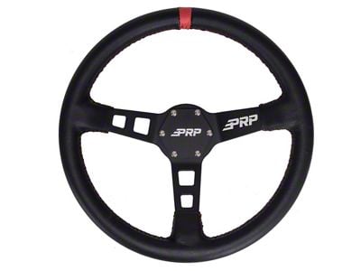 PRP Deep Dish Leather Steering Wheel; Red (Universal; Some Adaptation May Be Required)