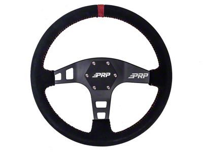 PRP Flat Suede Steering Wheel; Red (Universal; Some Adaptation May Be Required)