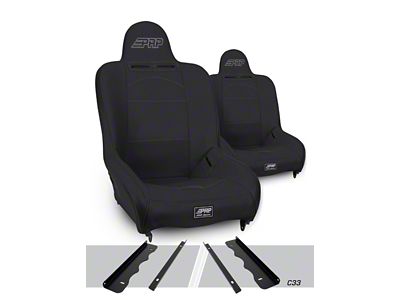 PRP Premier High Back Suspension Seat and Mount Kit; Black Tweed and Vinyl (95-01 Jeep Cherokee XJ)