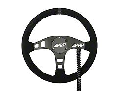 PRP 13-Inch Heated Flat Steering Wheel; Black Suede (Universal; Some Adaptation May Be Required)